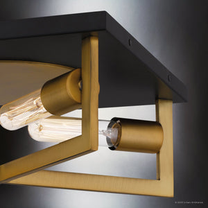 Urban Ambiance - Ceiling Light - UQL4580 Modern Indoor Ceiling Light, 5.50''H x 14.00''W x 14.00''D, Aged Brass Finish, Alford Collection - 