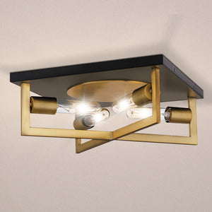 Urban Ambiance - Ceiling Light - UQL4580 Modern Indoor Ceiling Light, 5.50''H x 14.00''W x 14.00''D, Aged Brass Finish, Alford Collection - 