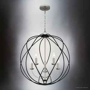 Urban Ambiance - Pendant - UQL4591 Traditional Indoor Pendant, 25.50''H x 24.00''W x 24.00''D, Antique Nickel Finish, Columbia Collection - 
