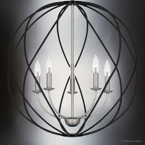 Urban Ambiance - Pendant - UQL4591 Traditional Indoor Pendant, 25.50''H x 24.00''W x 24.00''D, Antique Nickel Finish, Columbia Collection - 