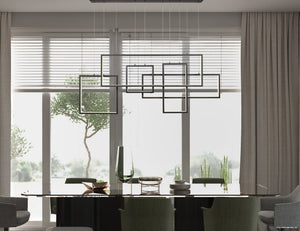 Urban Ambiance - Chandelier - UQL4621 Minimalist Indoor Chandelier, 24.50''H x 56.75''W x 7.75''D, Western Bronze Finish, Oldenburg Collection - 