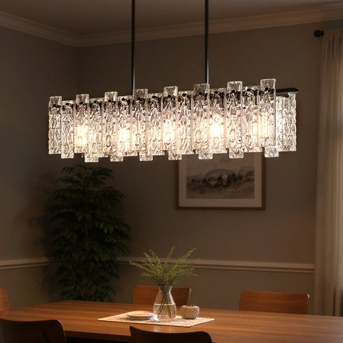 UQL4630 Glam Indoor Chandelier, 10.00''H x 39.50''W x 5.50''D, Matte Black Finish, Rockingham Collection