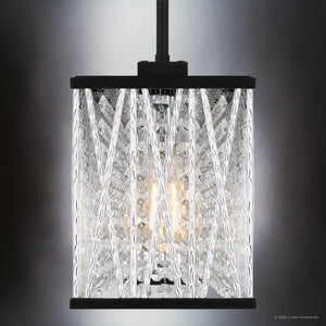 Urban Ambiance - Chandelier - UQL4640 Glam Indoor Chandelier, 9.50''H x 38.00''W x 6.25''D, Matte Black Finish, Denton Collection - 