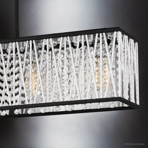 Urban Ambiance - Chandelier - UQL4640 Glam Indoor Chandelier, 9.50''H x 38.00''W x 6.25''D, Matte Black Finish, Denton Collection - 
