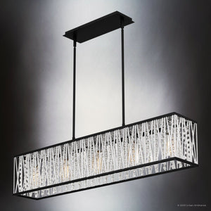 Urban Ambiance - Chandelier - UQL4640 Glam Indoor Chandelier, 9.50''H x 38.00''W x 6.25''D, Matte Black Finish, Denton Collection - 