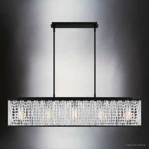 Urban Ambiance - Chandelier - UQL4640 Glam Indoor Chandelier, 9.50''H x 38.00''W x 6.25''D, Matte Black Finish, Denton Collection - 