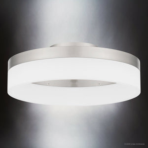 Urban Ambiance - Ceiling Light - UQL4650 Casual Indoor Ceiling Light, 4.00''H x 11.75''W x 11.75''D, Brushed Nickel Finish, Woodley Collection - 