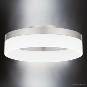 Urban Ambiance - Ceiling Light - UQL4650 Casual Indoor Ceiling Light, 4.00''H x 11.75''W x 11.75''D, Brushed Nickel Finish, Woodley Collection - 
