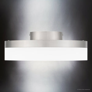Urban Ambiance - Ceiling Light - UQL4650 Casual Indoor Ceiling Light, 4.00''H x 11.75''W x 11.75''D, Brushed Nickel Finish, Woodley Collection - 