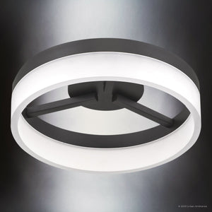 Urban Ambiance - Ceiling Light - UQL4651 Casual Indoor Ceiling Light, 4.00''H x 11.75''W x 11.75''D, Oil Rubbed Bronze Finish, Woodley Collection - 