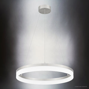 Urban Ambiance - Pendant - UQL4652 Casual Indoor Pendant, 2.75''H x 23.50''W x 23.50''D, Brushed Nickel Finish, Woodley Collection - 