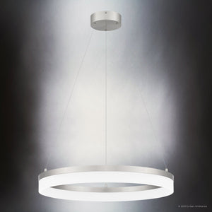 Urban Ambiance - Pendant - UQL4652 Casual Indoor Pendant, 2.75''H x 23.50''W x 23.50''D, Brushed Nickel Finish, Woodley Collection - 