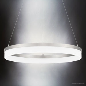 Urban Ambiance - Pendant - UQL4652 Casual Indoor Pendant, 2.75''H x 23.50''W x 23.50''D, Brushed Nickel Finish, Woodley Collection - 