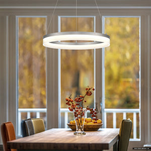 Urban Ambiance - Pendant - UQL4652 Casual Indoor Pendant, 2.75''H x 23.50''W x 23.50''D, Brushed Nickel Finish, Woodley Collection - 
