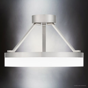 Urban Ambiance - Ceiling Light - UQL4654 Casual Indoor Ceiling Light, 10.25''H x 15.75''W x 15.75''D, Brushed Nickel Finish, Woodley Collection - 