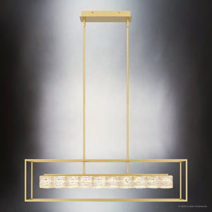 Urban Ambiance - Chandelier - UQL4680 Cosmopolitan Indoor Chandelier, 10.00''H x 35.50''W x 9.25''D, Soft Gold Finish, Menden Collection - 