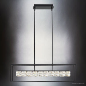 Urban Ambiance - Chandelier - UQL4681 Cosmopolitan Indoor Chandelier, 10.00''H x 35.50''W x 9.25''D, Matte Black Finish, Menden Collection - 