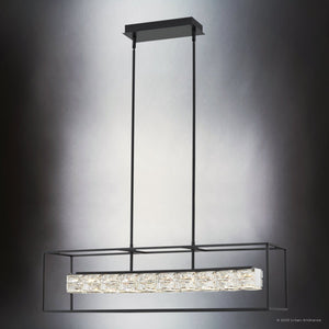 Urban Ambiance - Chandelier - UQL4681 Cosmopolitan Indoor Chandelier, 10.00''H x 35.50''W x 9.25''D, Matte Black Finish, Menden Collection - 