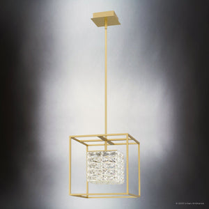 Urban Ambiance - Pendant - UQL4682 Cosmopolitan Indoor Pendant, 12.50''H x 11.75''W x 11.75''D, Soft Gold Finish, Menden Collection - 