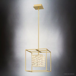 Urban Ambiance - Pendant - UQL4682 Cosmopolitan Indoor Pendant, 12.50''H x 11.75''W x 11.75''D, Soft Gold Finish, Menden Collection - 
