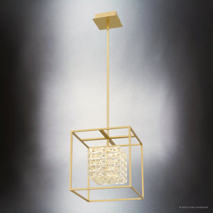 Urban Ambiance - Pendant - UQL4682 Cosmopolitan Indoor Pendant, 12.50''H x 11.75''W x 11.75''D, Soft Gold Finish, Menden Collection - 