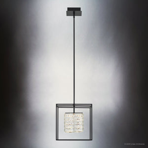 Urban Ambiance - Pendant - UQL4683 Cosmopolitan Indoor Pendant, 12.50''H x 11.75''W x 11.75''D, Matte Black Finish, Menden Collection - 