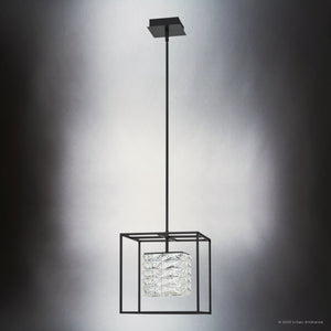 Urban Ambiance - Pendant - UQL4683 Cosmopolitan Indoor Pendant, 12.50''H x 11.75''W x 11.75''D, Matte Black Finish, Menden Collection - 