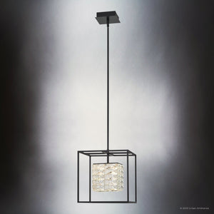Urban Ambiance - Pendant - UQL4683 Cosmopolitan Indoor Pendant, 12.50''H x 11.75''W x 11.75''D, Matte Black Finish, Menden Collection - 