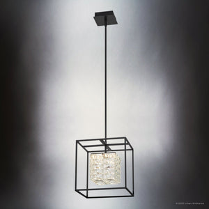 Urban Ambiance - Pendant - UQL4683 Cosmopolitan Indoor Pendant, 12.50''H x 11.75''W x 11.75''D, Matte Black Finish, Menden Collection - 