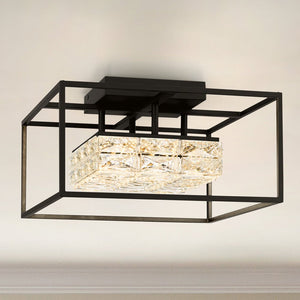 Urban Ambiance - Ceiling Light - UQL4684 Cosmopolitan Indoor Ceiling Light, 9.25''H x 15.75''W x 15.75''D, Matte Black Finish, Menden Collection - 