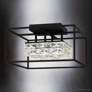 Urban Ambiance - Ceiling Light - UQL4684 Cosmopolitan Indoor Ceiling Light, 9.25''H x 15.75''W x 15.75''D, Matte Black Finish, Menden Collection - 