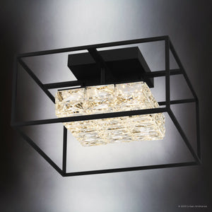 Urban Ambiance - Ceiling Light - UQL4684 Cosmopolitan Indoor Ceiling Light, 9.25''H x 15.75''W x 15.75''D, Matte Black Finish, Menden Collection - 