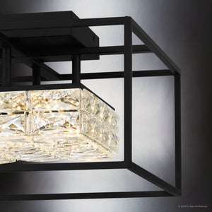 Urban Ambiance - Ceiling Light - UQL4684 Cosmopolitan Indoor Ceiling Light, 9.25''H x 15.75''W x 15.75''D, Matte Black Finish, Menden Collection - 