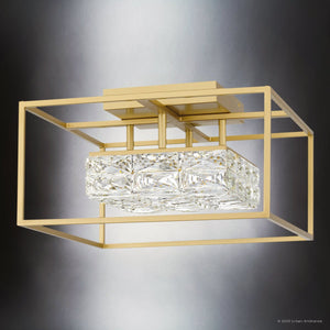 Urban Ambiance - Ceiling Light - UQL4685 Cosmopolitan Indoor Ceiling Light, 9.25''H x 15.75''W x 15.75''D, Soft Gold Finish, Menden Collection - 