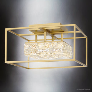 Urban Ambiance - Ceiling Light - UQL4685 Cosmopolitan Indoor Ceiling Light, 9.25''H x 15.75''W x 15.75''D, Soft Gold Finish, Menden Collection - 