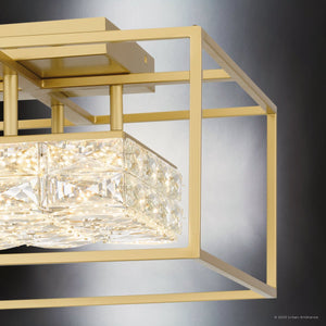 Urban Ambiance - Ceiling Light - UQL4685 Cosmopolitan Indoor Ceiling Light, 9.25''H x 15.75''W x 15.75''D, Soft Gold Finish, Menden Collection - 