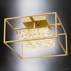 Urban Ambiance - Ceiling Light - UQL4685 Cosmopolitan Indoor Ceiling Light, 9.25''H x 15.75''W x 15.75''D, Soft Gold Finish, Menden Collection - 