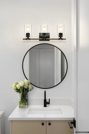 Urban Ambiance - Bath Light - UQL4692 Modern Farmhouse Indoor Bath Light, 8.50''H x 24.00''W x 5.75''D, Matte Black Finish, Towner Collection - 
