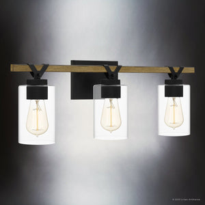 Urban Ambiance - Bath Light - UQL4692 Modern Farmhouse Indoor Bath Light, 8.50''H x 24.00''W x 5.75''D, Matte Black Finish, Towner Collection - 