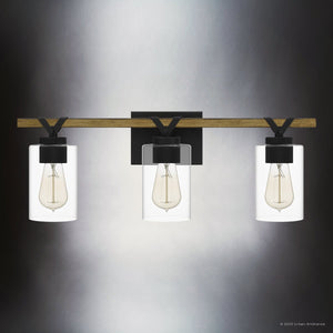 Urban Ambiance - Bath Light - UQL4692 Modern Farmhouse Indoor Bath Light, 8.50''H x 24.00''W x 5.75''D, Matte Black Finish, Towner Collection - 
