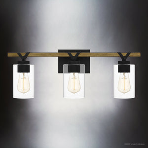Urban Ambiance - Bath Light - UQL4692 Modern Farmhouse Indoor Bath Light, 8.50''H x 24.00''W x 5.75''D, Matte Black Finish, Towner Collection - 