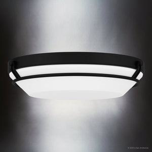 Urban Ambiance - Ceiling Light - UQL4700 Minimalist Indoor Ceiling Light, 3.50''H x 16.00''W x 16.00''D, Matte Black Finish, Axbridge Collection - 