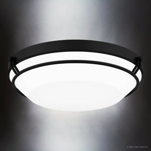 Urban Ambiance - Ceiling Light - UQL4700 Minimalist Indoor Ceiling Light, 3.50''H x 16.00''W x 16.00''D, Matte Black Finish, Axbridge Collection - 
