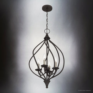 Urban Ambiance - Pendant - UQL4711 Mediterranean Indoor Pendant, 28.00''H x 16.25''W x 16.25''D, Old Bronze Finish, Cando Collection - 