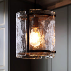 Urban Ambiance - Pendant Light - UQL4742 Mediterranean Indoor Pendant, 10.00''H x 9.25''W x 9.25''D, Earth Black Finish, Nantes Collection -