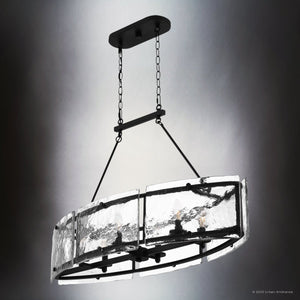 Urban Ambiance - Chandelier - UQL4743 Mediterranean Indoor Chandelier, 23.50''H x 39.00''W x 15.50''D, Earth Black Finish, Nantes Collection - 