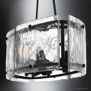 Urban Ambiance - Chandelier - UQL4743 Mediterranean Indoor Chandelier, 23.50''H x 39.00''W x 15.50''D, Earth Black Finish, Nantes Collection - 
