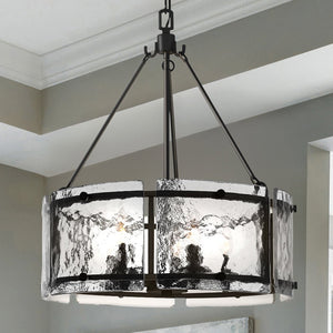Urban Ambiance - Pendant - UQL4744 Mediterranean Indoor Pendant, 23.50''H x 20.50''W x 20.50''D, Earth Black Finish, Nantes Collection -
