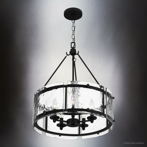 Urban Ambiance - Pendant - UQL4744 Mediterranean Indoor Pendant, 23.50''H x 20.50''W x 20.50''D, Earth Black Finish, Nantes Collection - 