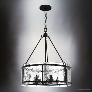 Urban Ambiance - Pendant - UQL4744 Mediterranean Indoor Pendant, 23.50''H x 20.50''W x 20.50''D, Earth Black Finish, Nantes Collection - 